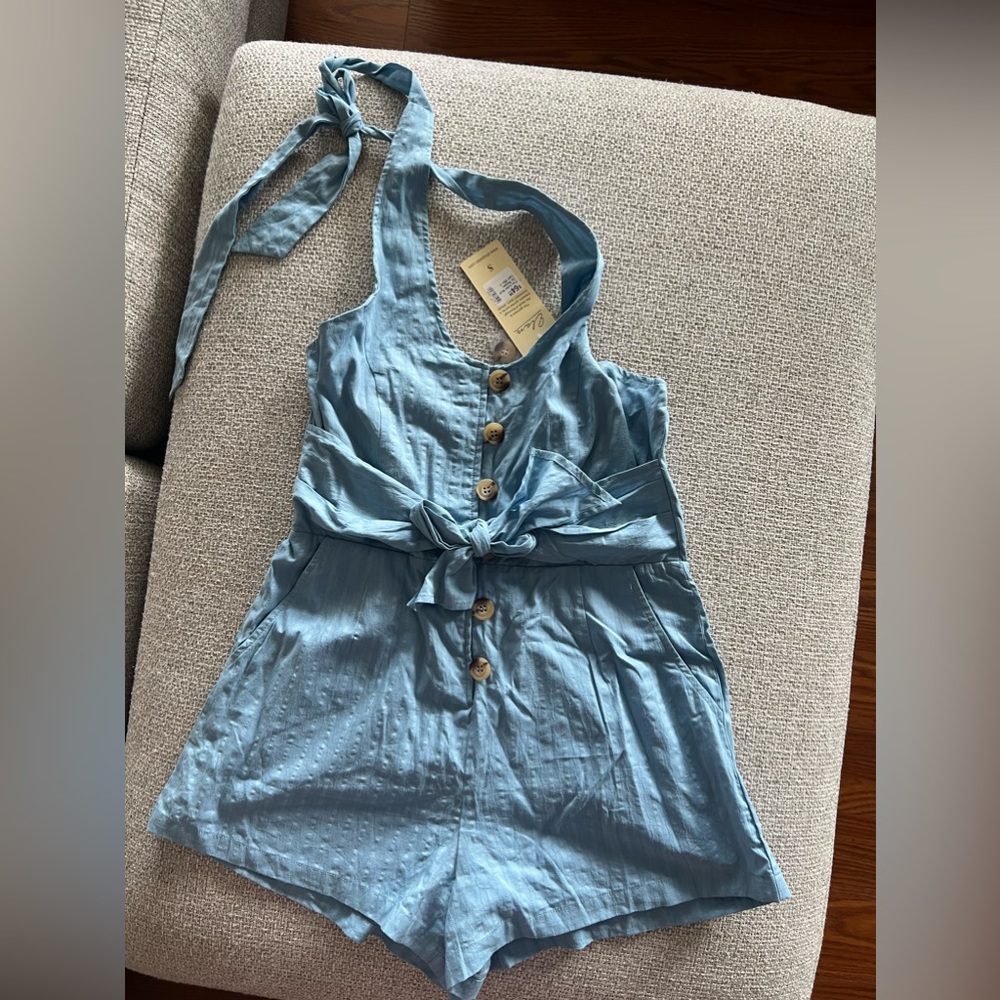 Elan Small light blue romper halter top